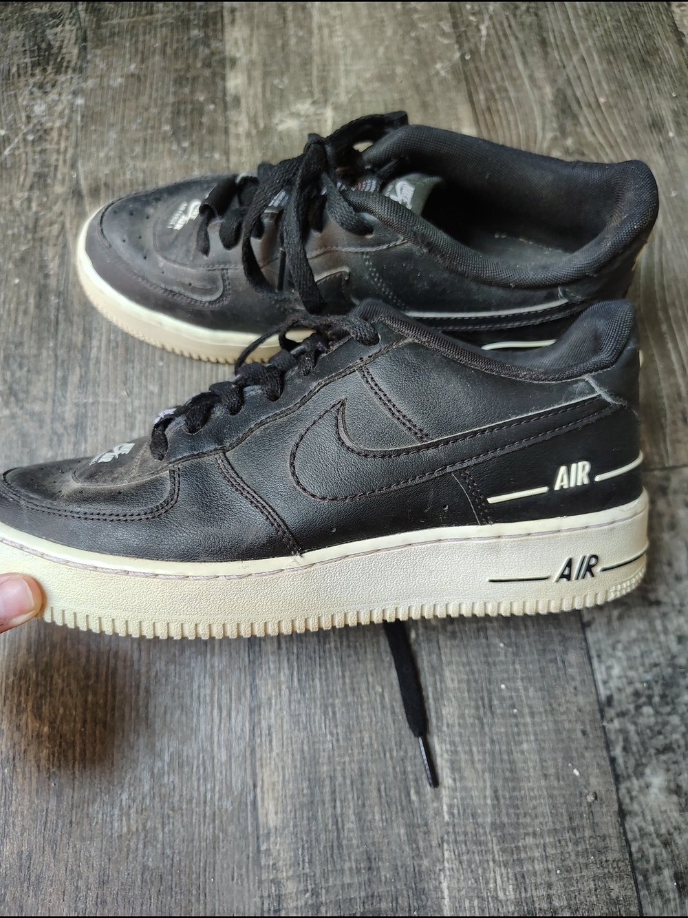Nike Air Black Leather Sneakers with Cream Sole